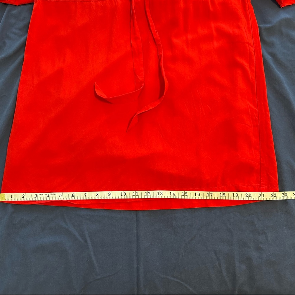 Red Dolman Short Sleeve dress or beach cover up with drawstring waist - Picture 9 of 12